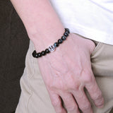 Men's Women Black Obsidian Blue Tiger Eye Sterling Silver Bracelet 925 Anchor Sailor Gemstone DiyNotion Handmade BR271