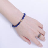 Men's Women Lapis Golden Rutilated Quartz Sterling Silver Bracelet Gemstone 925 Spacers DiyNotion Handmade BR267