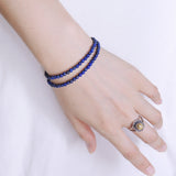 Men's Women 2-Wraps Lapis Sterling Silver Bracelet 925 Bead & Clasp DiyNotion Handmade BR518