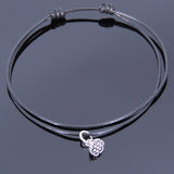 Men's Women Sterling Silver Anklet 925 Lotus Seedpod Adjustable Wax Rope DiyNotion Handmade AN021