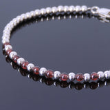 Men's Women Garnet Sterling Silver Anklet Gemstone 925 Beads Clasp DiyNotion Handmade AN022