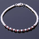Men's Women Garnet Sterling Silver Anklet Gemstone 925 Beads Clasp DiyNotion Handmade AN022
