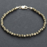 Men's Women Natural Pyrite Sterling Silver Anklet Gemstone 925 Beads Clasp DiyNotion Handmade AN025
