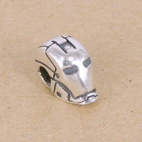 Sterling Silver Ironman Mask Bead Charm 925 Stamp Vintage WSP344  Wholesale: See Discount Coupons in Item Details