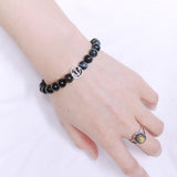 Men's Women Black Obsidian Blue Tiger Eye Sterling Silver Bracelet 925 Anchor Sailor Gemstone DiyNotion Handmade BR271