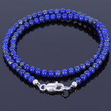 Men's Women 2-Wraps Lapis Sterling Silver Bracelet 925 Bead & Clasp DiyNotion Handmade BR518
