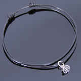 Men's Women Sterling Silver Anklet 925 Lotus Seedpod Adjustable Wax Rope DiyNotion Handmade AN021