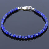 Men's Women Lapis Sterling Silver Anklet Gemstone 925 Beads Clasp DiyNotion Handmade AN024