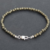 Men's Women Natural Pyrite Sterling Silver Anklet Gemstone 925 Beads Clasp DiyNotion Handmade AN025