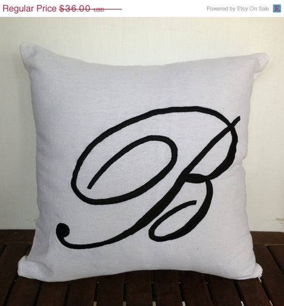 BIG Letter Monogram Embroidered, 26 x26 Sham Decorative Pillows, Personalized Euro Pillow Covers, Custom Alphabet Pillows