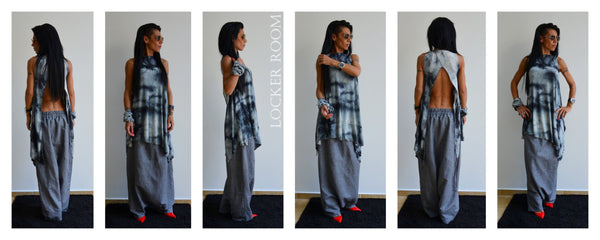 Woman Linen pants /Wide leg pants /Womens harem pants /Summer pants /Grey linen pants