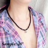 Men's Women Matte Black Onyx Sterling Silver Necklace Gemstone 925 Crown Pendant DiyNoion Handmade NK040