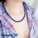 Men's Women Lapis Lazuli Sterling Silver Necklace Gemstone 925 Spacers Clasp DiyNoion Handmade NK032