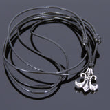 925 Sterling Silver Fleur de Lis Pendant Handmade Adjustable Wax Rope Necklace Men Women DiyNotion NK049