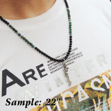 Men's Women Chrysocolla Black Onyx Sterling Silver Necklace Gemstone 925 Key of Crown DiyNoion Handmade NK053