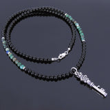 Men's Women Chrysocolla Black Onyx Sterling Silver Necklace Gemstone 925 Key of Crown DiyNoion Handmade NK053