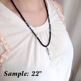 Men's Women Chrysocolla Black Onyx Sterling Silver Necklace Gemstone 925 Key of Crown DiyNoion Handmade NK053