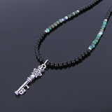 Men's Women Chrysocolla Black Onyx Sterling Silver Necklace Gemstone 925 Key of Crown DiyNoion Handmade NK053