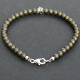 Men's Women Gold Pyrite Sterling Silver Bracelet 925 Cross Bead & Clasp Gemstone DiyNotion Handmade BR528