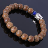 Men's Women Agarwood Lapis Sterling Silver Bracelet 925 Buddha Yoga Mala DiyNotion Handmade  BR215