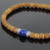Men's Women Agarwood Lapis Sterling Silver Bracelet 925 Spacers Yoga Mala DiyNotion Handmade BR213