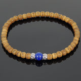 Men's Women Agarwood Lapis Sterling Silver Bracelet 925 Spacers Yoga Mala DiyNotion Handmade BR213