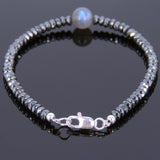 Men's Women Hematite Labradorite 925 Sterling Silver Bracelet Beads& Clasp Gemstone DiyNotion Handmade BR529