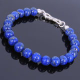 Men's Women Lapis 925 Sterling Silver Bracelet Beads & Clasp DiyNotion Handmade BR530