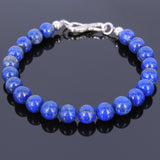 Men's Women Lapis 925 Sterling Silver Bracelet Beads & Clasp DiyNotion Handmade BR530