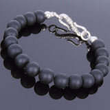Men's Women Matte Black Onyx 925 Sterling Silver Bracelet Beads & Clasp DiyNotion Handmade BR531