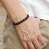 Men's Women Matte Black Onyx 925 Sterling Silver Bracelet Beads & Clasp DiyNotion Handmade BR531