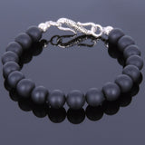 Men's Women Matte Black Onyx 925 Sterling Silver Bracelet Beads & Clasp DiyNotion Handmade BR531