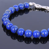 Men's Women Lapis 925 Sterling Silver Bracelet Beads & Clasp DiyNotion Handmade BR530