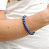 Men's Women Lapis 925 Sterling Silver Bracelet Beads & Clasp DiyNotion Handmade BR530