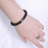 Men's Women Mixed Blue Tiger Eye 925 Sterling Silver Bracelet Round Bead Gemstone DiyNotion Handmade BR534