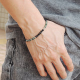 Men's Women Matte Black Onyx Grass Agate 925 Sterling Silver Bracelet Beads & Clasp DiyNotion Handmade BR535