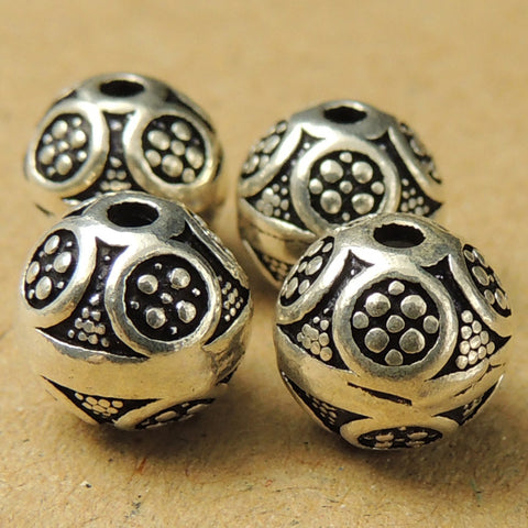 4 Pcs Sterling Silver 925 Vintage Nepalese Tibetan Round Bead WSP011X4 Wholesale: See Discount Coupons in Item Details