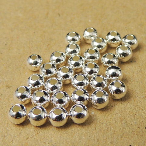 30 Pcs Sterling Silver Round Beads 3mm Seamless WSP028X30 Wholesale: See Discount Coupons in Item Details
