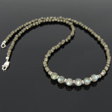 Men's Women Pyrite Labradorite Sterling Silver Necklace Gemstone 925 Spacers Clasp DiyNoion Handmade NK055