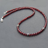 Handmade AAA Garnet Sterling Silver Necklace Gemstone 925 Charms Clasp DiyNoion NK056