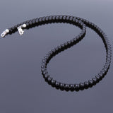 Men's Women Matte Black Onyx Sterling Silver Necklace Gemstone 925 Spacers Clasp DiyNotion Handmade NK057