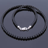 Men's Women Matte Black Onyx Sterling Silver Necklace Gemstone 925 Spacers Clasp DiyNotion Handmade NK057