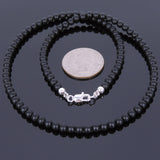 Men's Women Matte Black Onyx Sterling Silver Necklace Gemstone 925 Spacers Clasp DiyNotion Handmade NK057