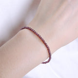 Men's Women Purple Garnet Sterling Silver Bracelet Natural AAA Gemstone 925 Spacer Clasp DiyNotion Handmade BR539