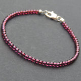 Men's Women Purple Garnet Sterling Silver Bracelet Natural AAA Gemstone 925 Spacer Clasp DiyNotion Handmade BR539