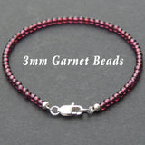 Men's Women Purple Garnet Sterling Silver Bracelet Natural AAA Gemstone 925 Spacer Clasp DiyNotion Handmade BR539