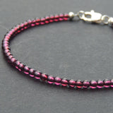 Men's Women Purple Garnet Sterling Silver Bracelet Natural AAA Gemstone 925 Spacer Clasp DiyNotion Handmade BR539