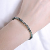 Men's Women Grass Agate Sterling Silver Bracelet Natural Gemstone 925 Beads Clasp DiyNotion Handmade BR541