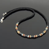 Men's Women Matte Black Onyx Jasper Stone Hematite Sterling Silver Necklace Gemstone 925 Beads Clasp DiyNoion Handmade NK059