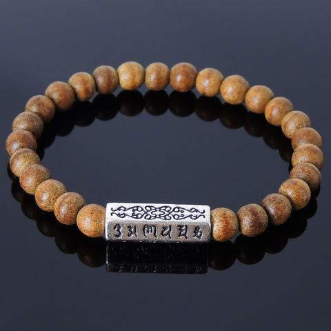Men's Women Agarwood Sterling Silver Bracelet 925 Mantra Charm Buddhism Yoga Mala DiyNotion Handmade BR243